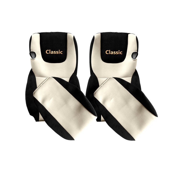 Huse scaune F-CORE set 2 piese, pentru DAF, textil, sampanie