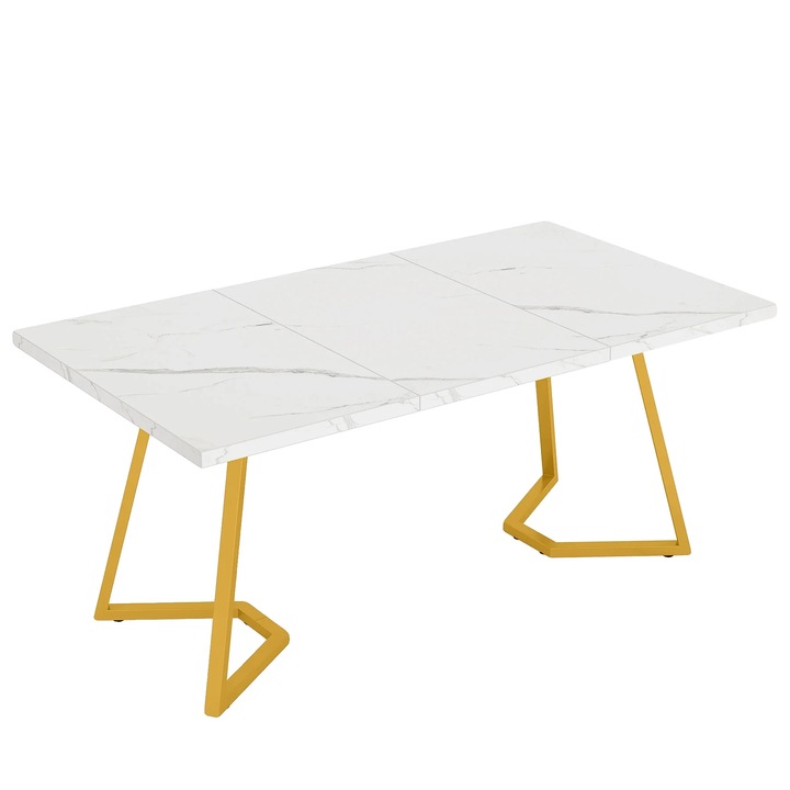 Masa de dining, design elegant, constructie durabila, alb, 140x70x75cm