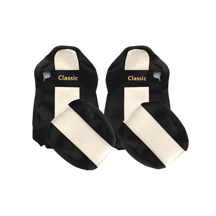 Huse scaune F-CORE Classic, 2 piese, sampanie, pentru camioane