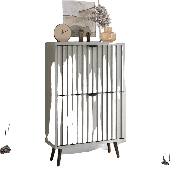 Cipősszekrény, kompakt design, elegáns esztétika, szürke, 6-12 pár, MDF