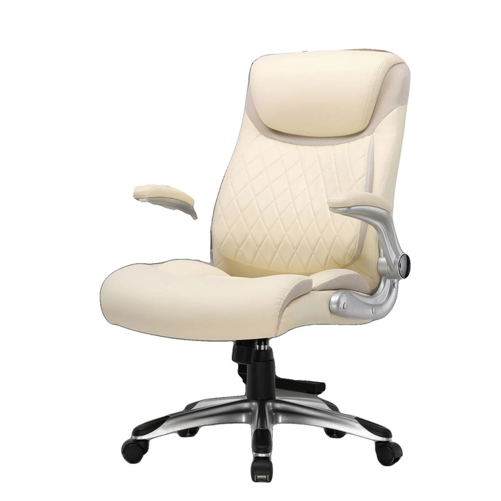 Scaun birou, design ergonomic, inaltime ajustabila, 52x54x118 cm, bej