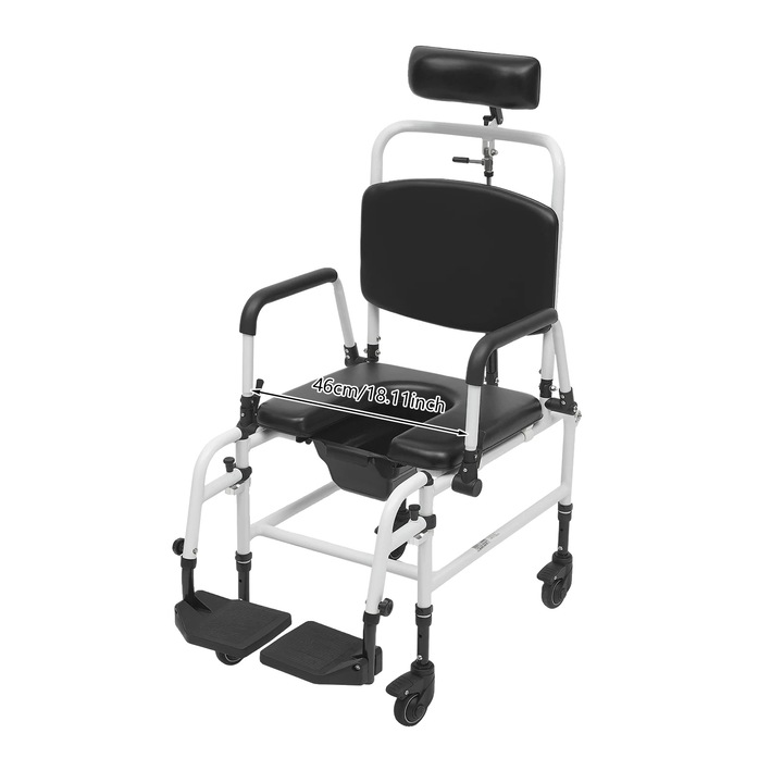 Scaun de dus reglabil, design confortabil, alb, 45-50 cm, 55 cm latime, capacitate 100 kg