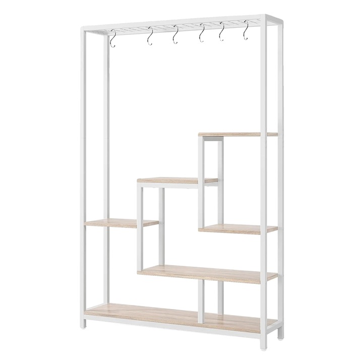 Suport pentru plante, 5 etaje, design multifunctional, alb, 180cm