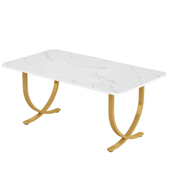 Masa de dining, design modern, functionalitate versatila, 160x80x75cm, alb