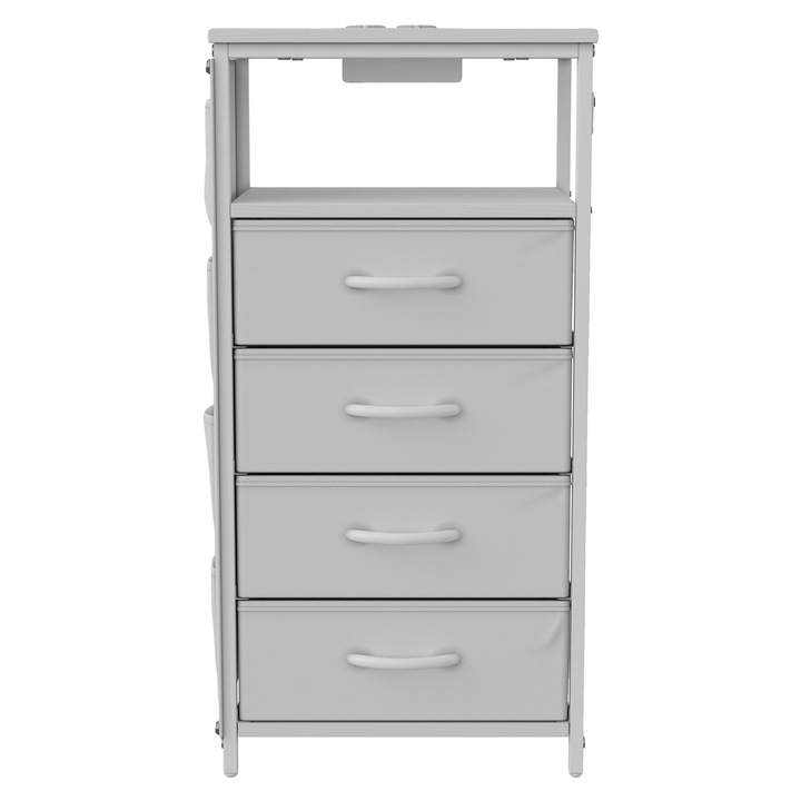 Comoda cu 4 sertare, iluminare LED, alb