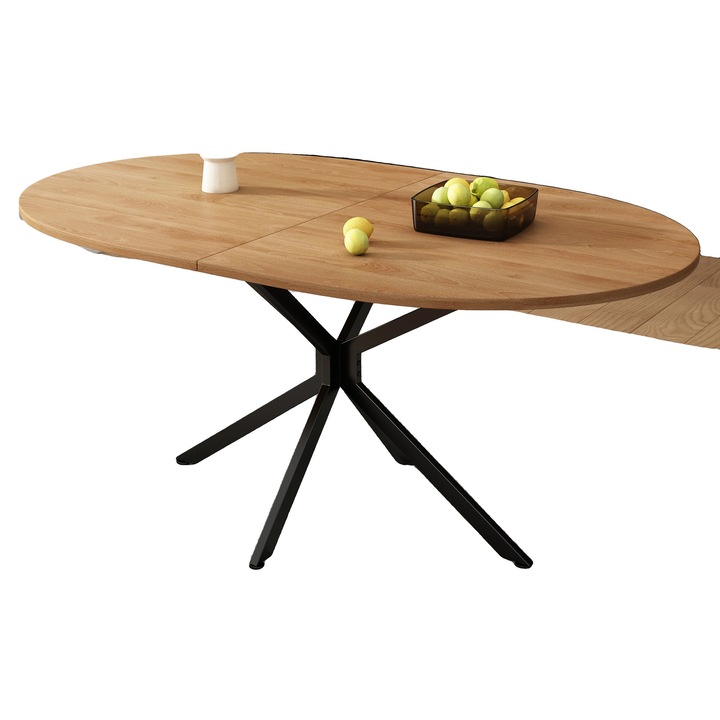 Masa de dining, 120x80cm, capacitate 4-6 persoane, MDF cu picioare metalice, design elegant