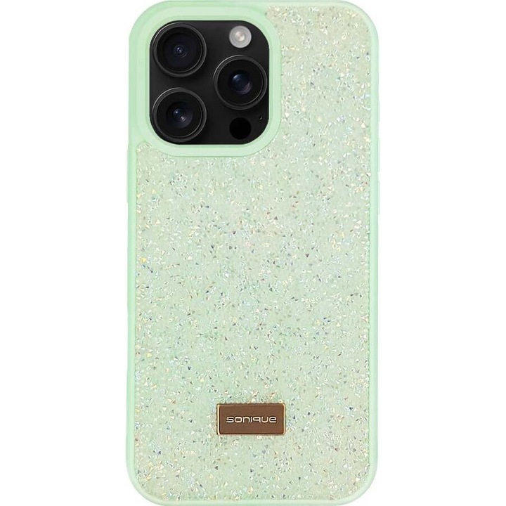 Husa telefon Sonique Lux Diamond pentru iPhone 16 Pro, TPU + PC, design cu textura de diamant, protectie impotriva caderilor, culoare transparenta