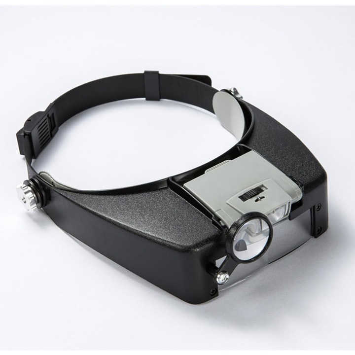 Lupa cu banda pentru cap, 1.5x-8x, cu 2 LED-uri, ajustabila, pentru citit si design bijuterii