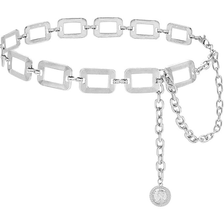 Lánc típusú öv nőknek, fém deréköv, tartós lánc típusú hasöv