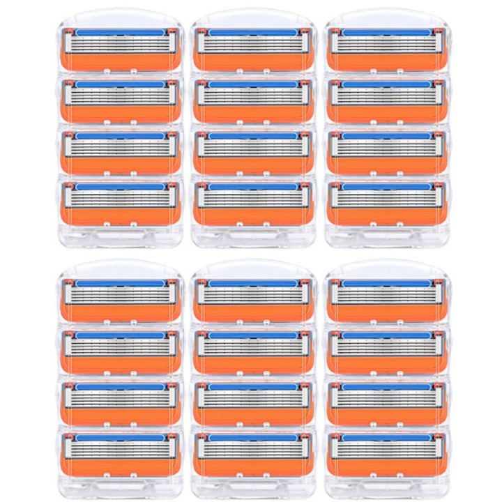 Set 24 lame de schimb pentru aparate de ras Fusion 5, accesorii aparate de ras, portocalii