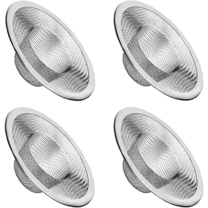 Set 4 filtre de scurgere din otel inoxidabil, 7x9x11.5cm, pentru chiuveta, cada si dus