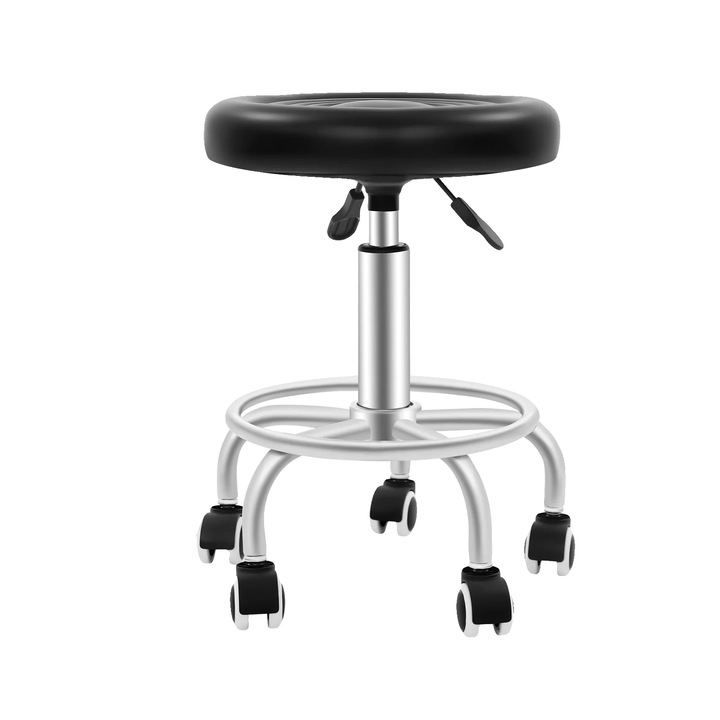 Scaun de bar, inaltime ajustabila, rotativ 360°, negru, 45-57cm