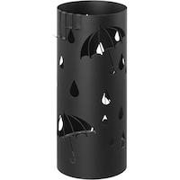 SONGMICS Suport metalic pentru umbrele, cu carlige si tava de picurare, 17x17x41cm, negru