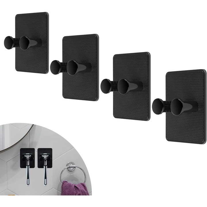 Suport pentru ras, set de 4 bucati, ajustabil, autoadeziv, multifunctional, pentru baie, toaleta, bucatarie
