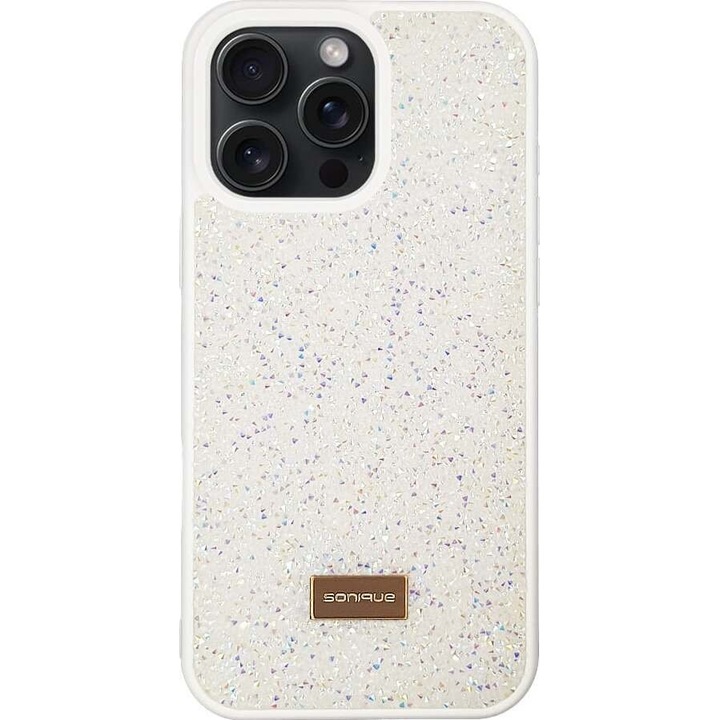 Husa telefon Sonique Lux Diamond pentru iPhone 15 Pro Max, TPU + PC, efect diamant, alb