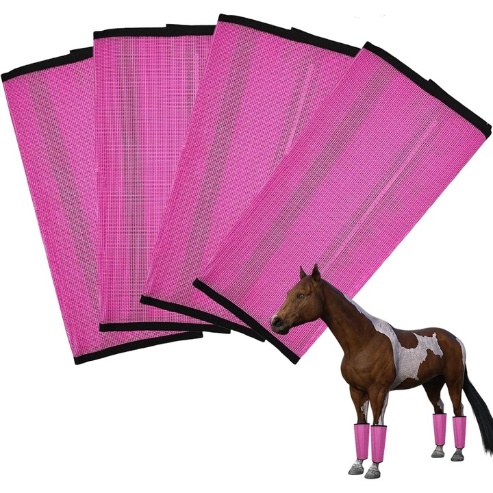 Protectii pentru picioare cai, set de 4, mesh respirabil, reduce oboseala, roz