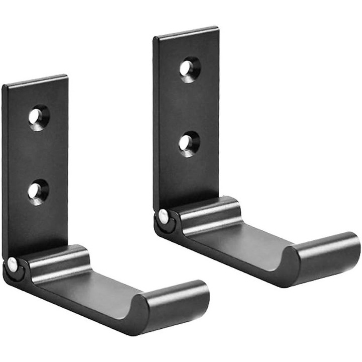 Set de 2 umerase pentru haine din aluminiu, suporturi pliabile, negru, pentru bucatarie, baie, birou, camera de zi