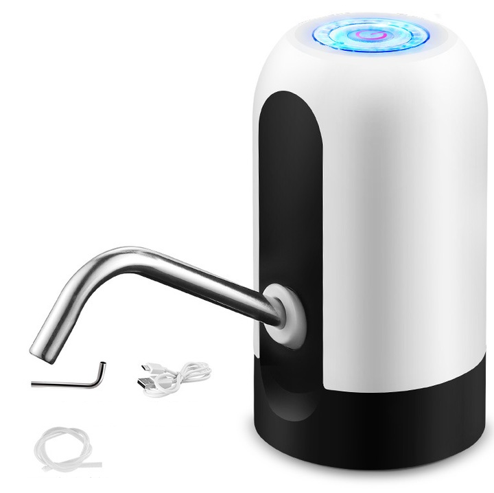 Pompa electrica portabila pentru apa, USB, capacitate 4.5L-18.9L, material silicon alimentar, ABS, set complet