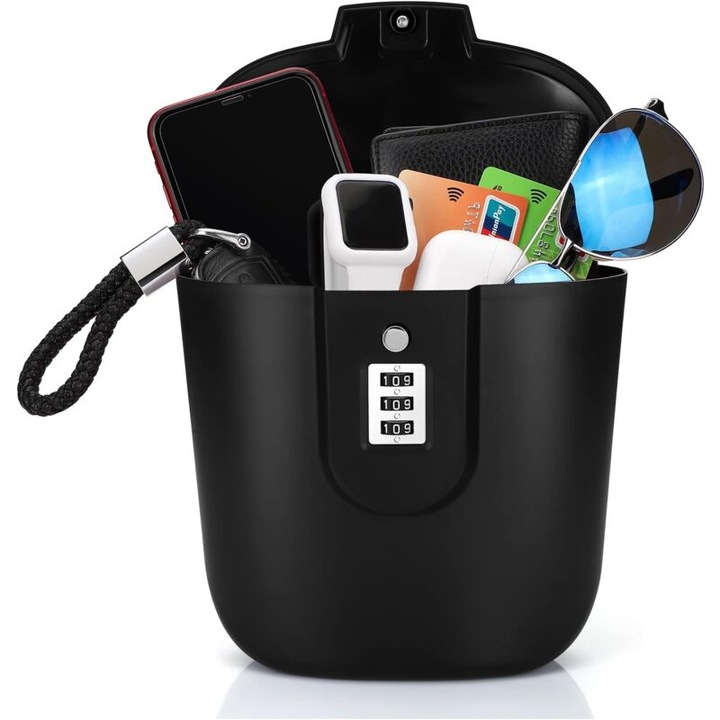 Sac de securitate portabil, 18x10x19cm, capacitate 1.5l, pentru plaja si camping, negru