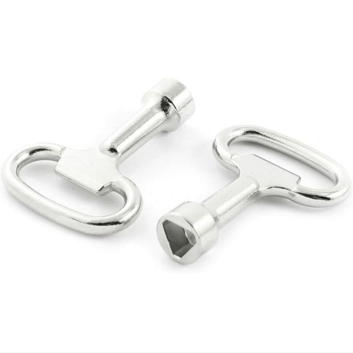 Set de 2 chei metalice triunghiulare pentru incuietori triunghiulare de 8 mm, 72mm