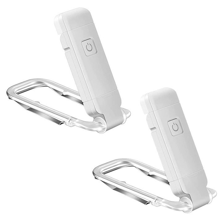 Lampa de citit flexibila, set de 2 bucati, USB reincarcabila, 3 temperaturi de culoare, 200mA, design multifunctional