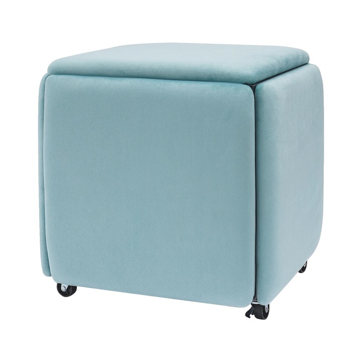 Fotoliu multifunctional, design versatil, estetic elegant, albastru deschis, 46x46x48cm