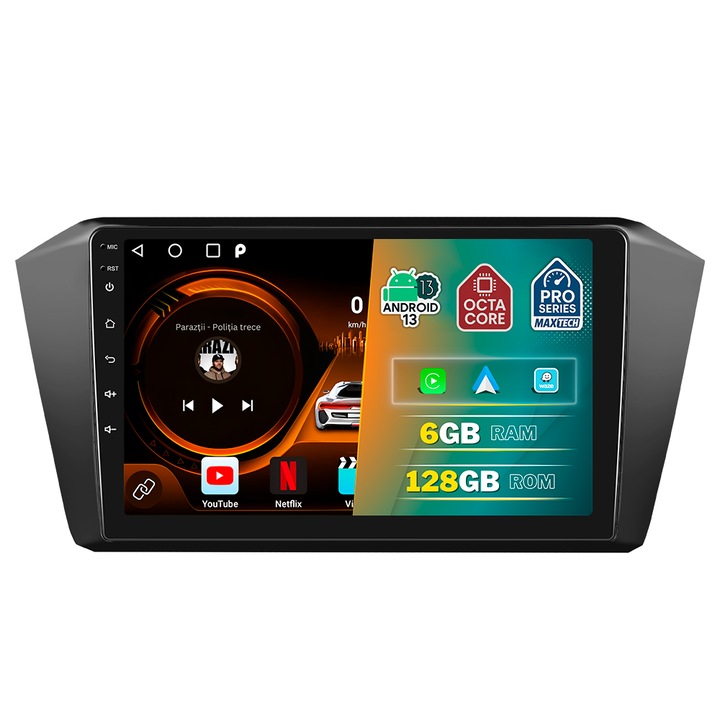 Navigatie VW Passat B8 (2015-2019) dedicata, MaxTech® PRO SERIES, 6 GB Ram 128 GB Rom OctaCore, Carplay & Android auto, Ecran 10” HD Touch, GPS, Wifi, Bluetooth, Radio, USB, EQ, Waze