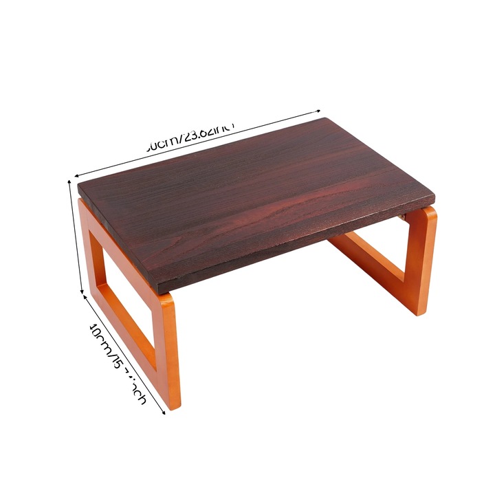 Masa de cafea, design vintage, culoare maro rosiatic, dimensiuni 60x40x30cm, pliabila