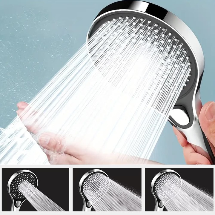 Coloana de dus, presiune mare, 3 moduri de spray, neagra, cu furtun flexibil