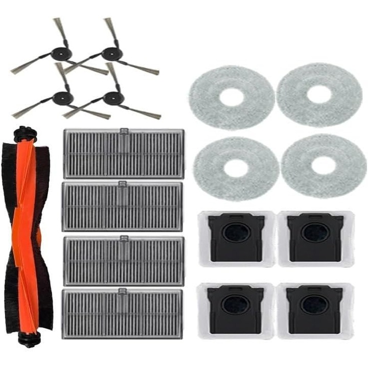 Set accesorii de schimb pentru aspiratoare Dreame X40 PRO/X40 Ultra/L40 Ultra, 17 piese, inclusiv perie principala, perii laterale, filtre, mopuri, saci de praf