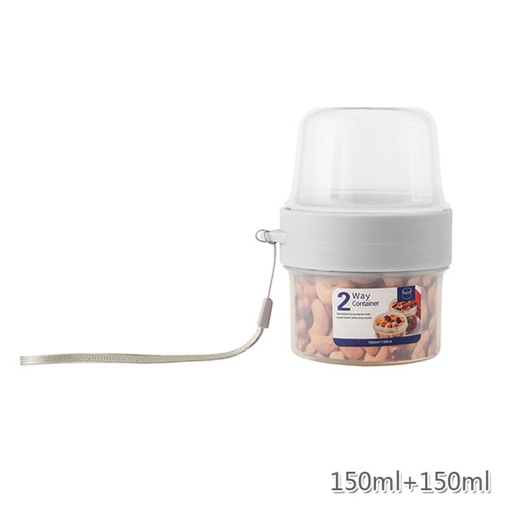 Dupla élelmiszertároló doboz, átlátszó, 150+150ml