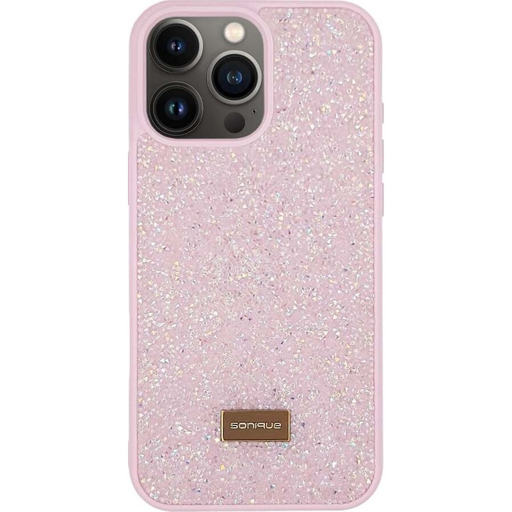 Husa telefon Sonique Lux Diamond pentru iPhone 13 Pro Max, roz, TPU + PC, design cu textura de diamant
