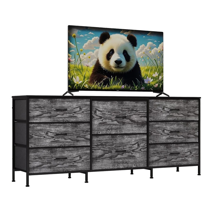 Többfunkciós tárolószekrény, 8 szövetfiókkal, szürke