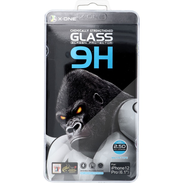 Folie protectie X-One Full Cover Extra Strong Matte, pentru iPhone 16 Pro Max/17 Pro Max, 0.3mm, neagra, set complet