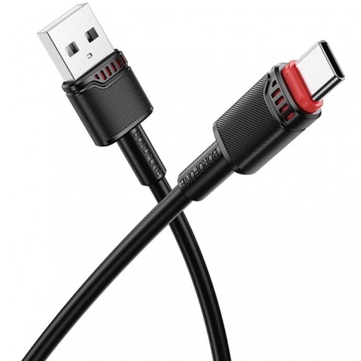 Cablu de date si incarcare premium Borofone BX110 Beneficio, USB-A la Lightning, 2.4A, lungime 1m, negru