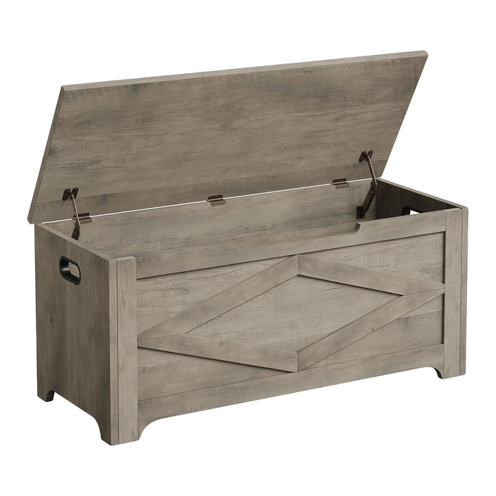 Banca tapitata, design elegant, capacitate 300 lbs, gri, 100x40x45cm