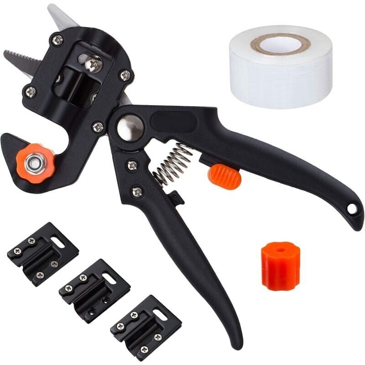 Foarfeci de altoit pentru pomi fructiferi, 3 lame V/U/O, 1 rola de banda, carbon, ABS