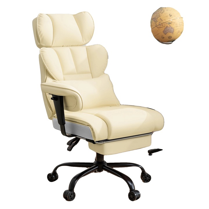 Scaun birou, design ergonomic, suport lombar, cu suport pentru picioare, maro deschis, capacitate 400 lbs