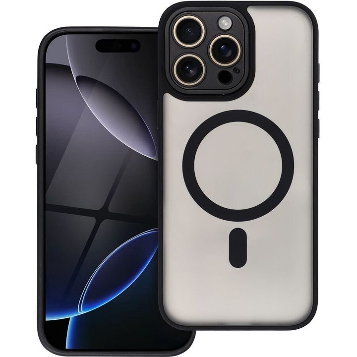 Husa telefon Variete Mag Cover, compatibila cu MagSafe, TPU, neagra, pentru iPhone 13 Pro