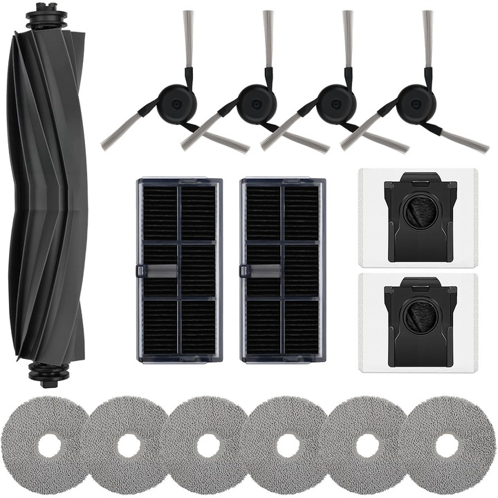 Set accesorii de schimb pentru aspiratoare Dreame X40 PRO/X40 Ultra/L40 Ultra, 15 piese, 1 perie principala, 4 perii laterale, 2 filtre, 6 mopuri, 2 saci de praf