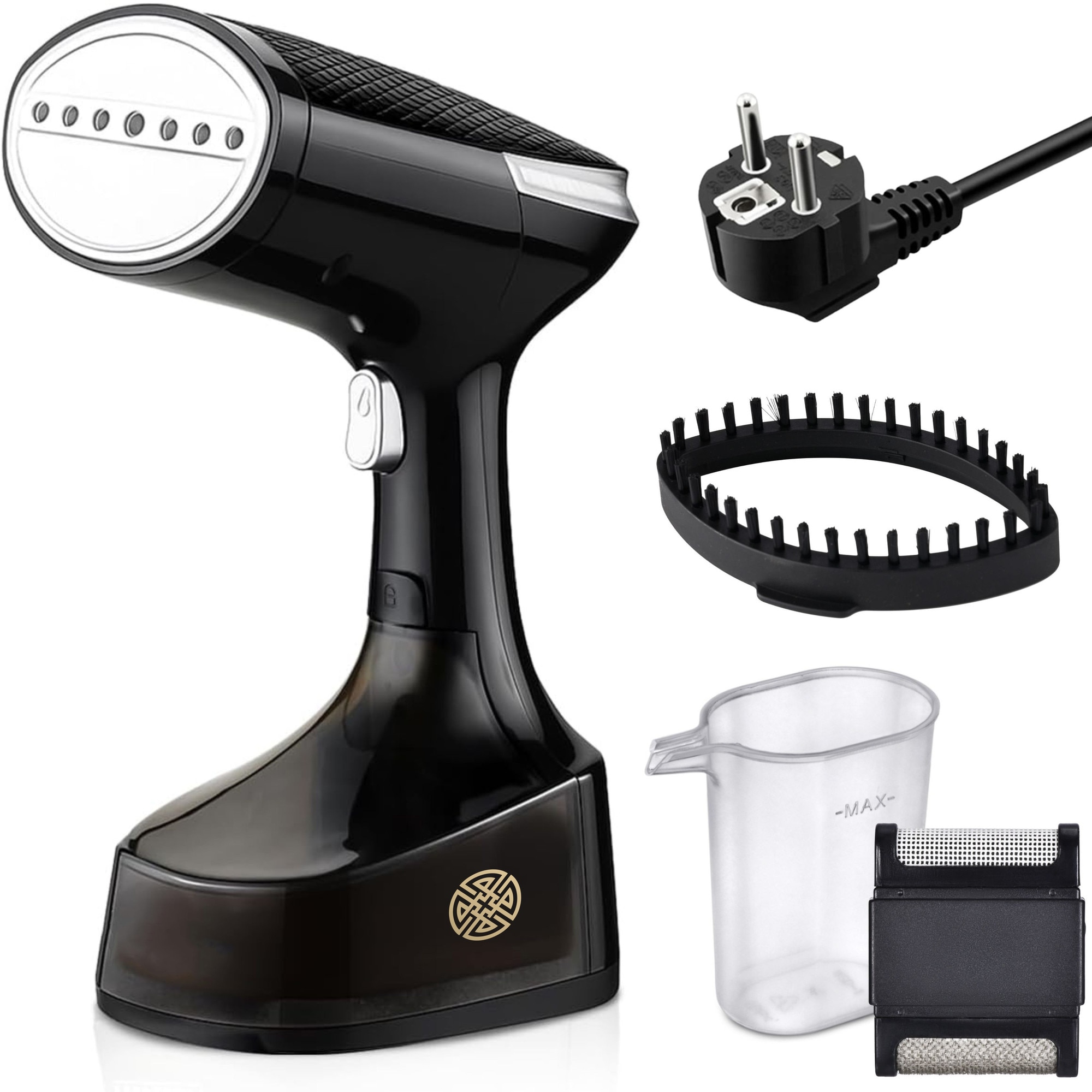 Aparat de Calcat Vertical cu Aburi POKKO®, Fier de Calcat Portabil, Incalzire Rapida 25 Secunde, 1600W, Rezervor 350 ml, Design Compact si Ergonomic, Statie Calcat, 1x Rola de Scame si 1x Pahar Gradat incluse