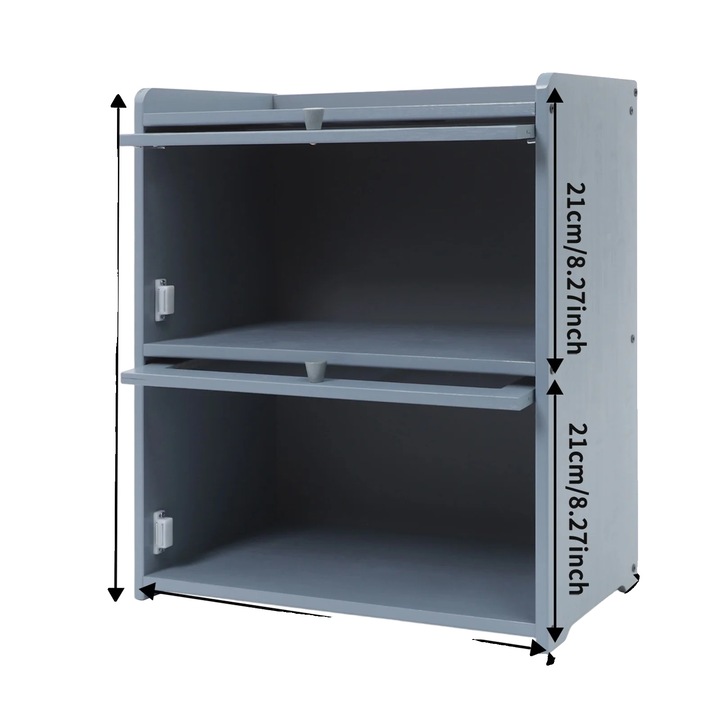 Tároló komód, modern design, porálló funkciók, sötétszürke, 42x25x50cm, 2 fiók