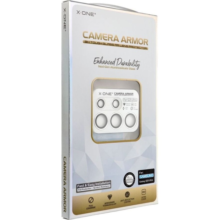 Folie protectie camera telefon, X-One, pentru Samsung Galaxy S25 Ultra, transparent, 0.4mm