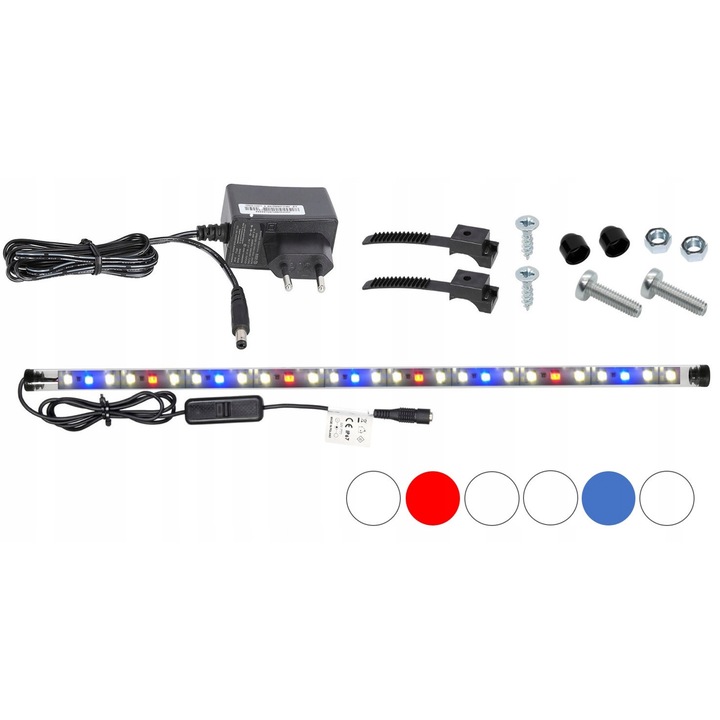 Lampa LED pentru acvariu, 50cm Aqualed, alb-albastru-rosu, 10W, IP67