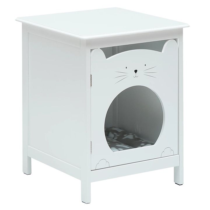 Noptiere, design modern, casa pentru animale, alb, 20x48x60cm