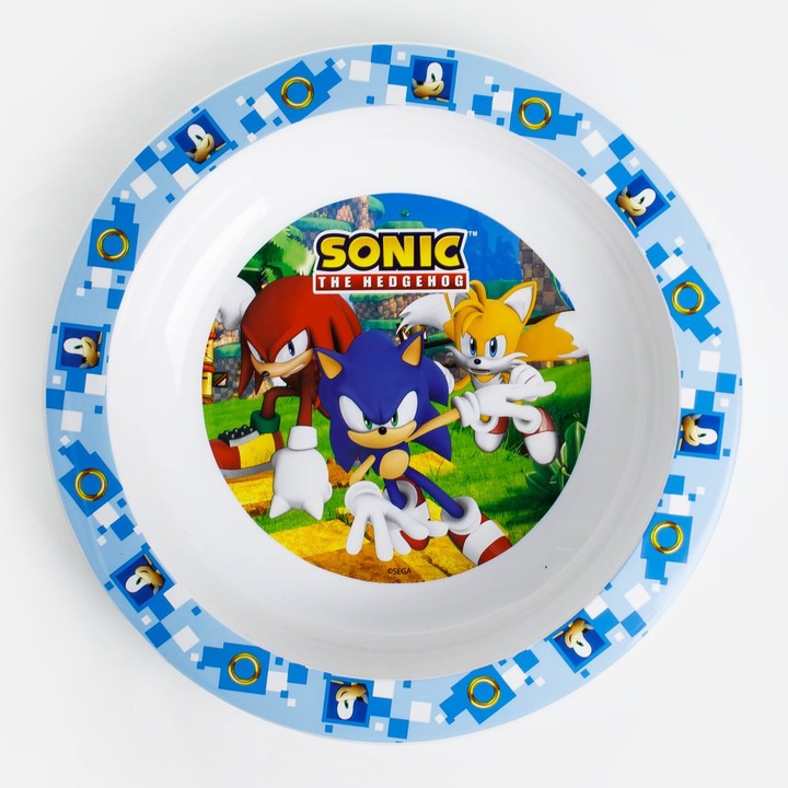 Farfurie Adanca din Plastic cu Model Sonic Ø20, 5cm