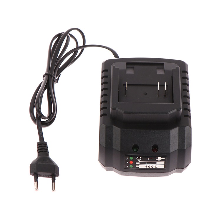 21V töltő elektromos szerszámokhoz, állapotjelző, PP anyag, 1 db-os készlet.
