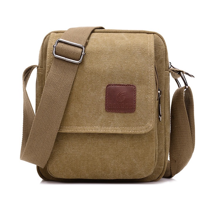 Geanta barbati, model casual, culoare khaki, tip crossbody/umar