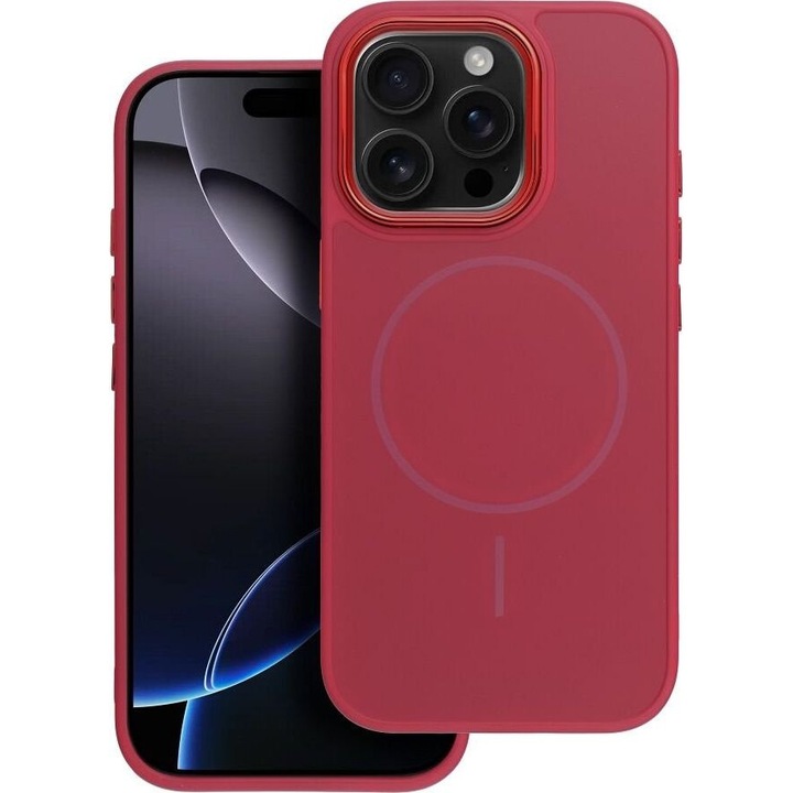 Husa telefon Frame Mag Cover pentru iPhone 13 Mini, magenta, TPU, PC, compatibila cu MagSafe