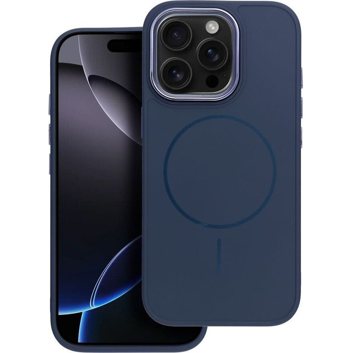 Husa telefon Frame Mag Cover, compatibila cu MagSafe, albastru inchis, pentru iPhone 12 Mini